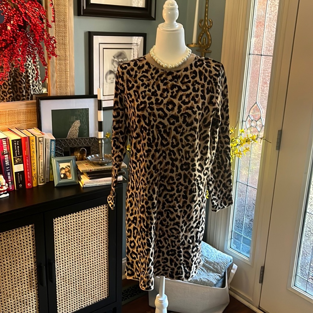 J. Crew Factory Leopard Print Sweater Dress